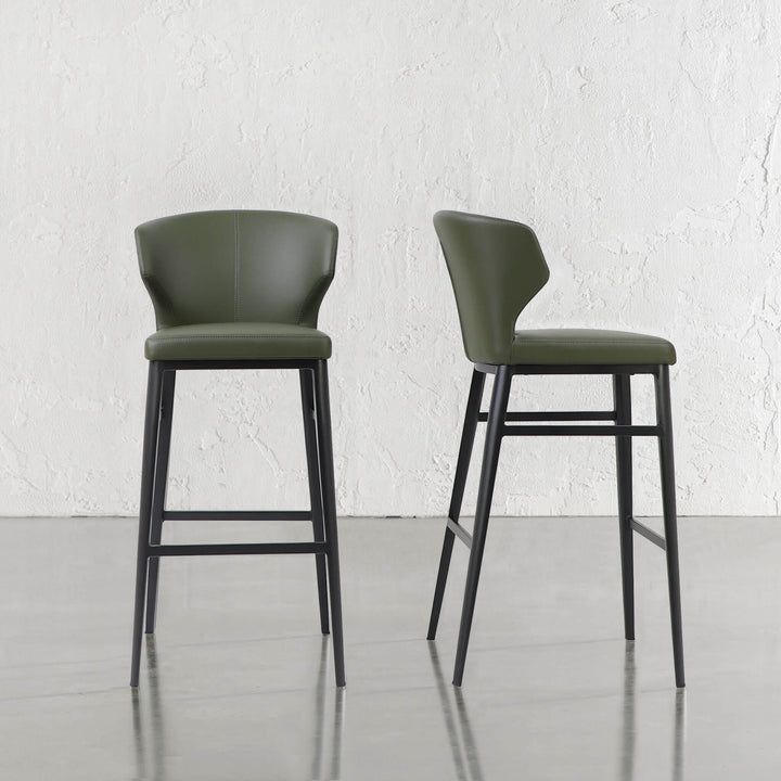 ANDERS VEGAN LEATHER BAR CHAIR  |  MEDITERRANEAN DEEP OLIVE VEGAN LEATHER