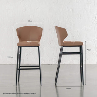 ANDERS BAR CHAIR  |  CANYON TAN VEGAN LEATHER | MEASUREMENTS