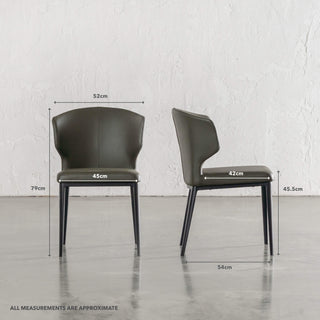 ANDERS DINING CHAIR  |  MEDITERRANEAN DEEP OLIVE VEGAN LEATHER | MEASUREMENTS