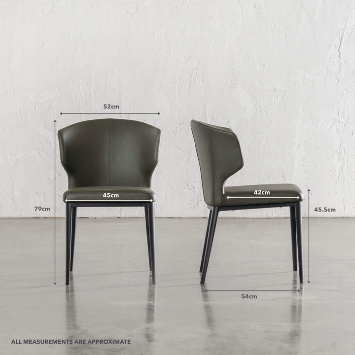 ANDERS DINING CHAIR  |  MEDITERRANEAN DEEP OLIVE VEGAN LEATHER | MEASUREMENTS