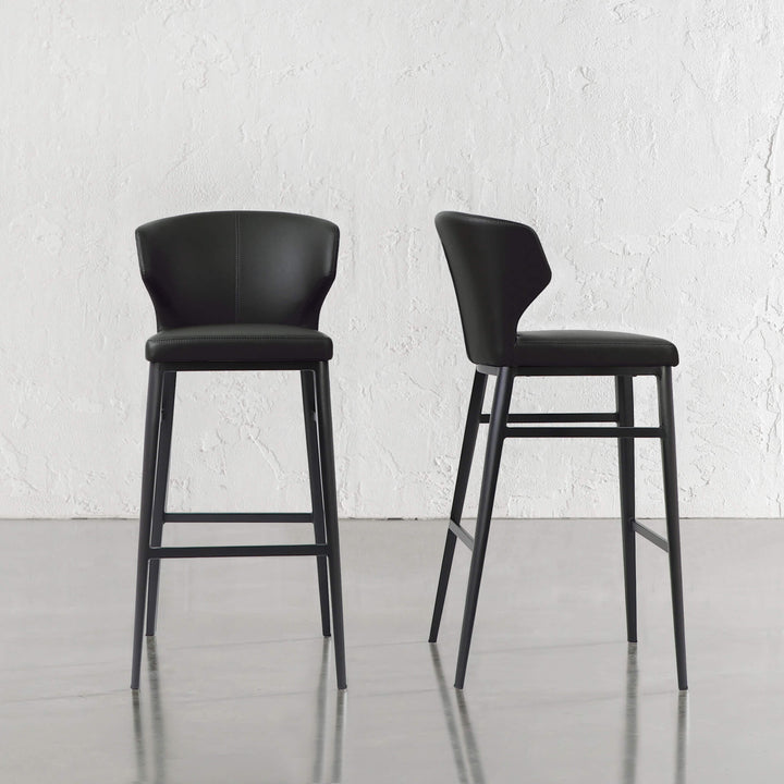 ANDERS VEGAN LEATHER BAR CHAIR  |  NOIR BLACK