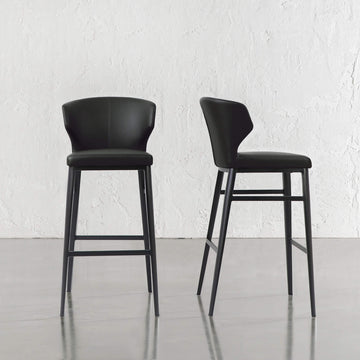 ANDERS VEGAN LEATHER BAR CHAIR  |  NOIR BLACK