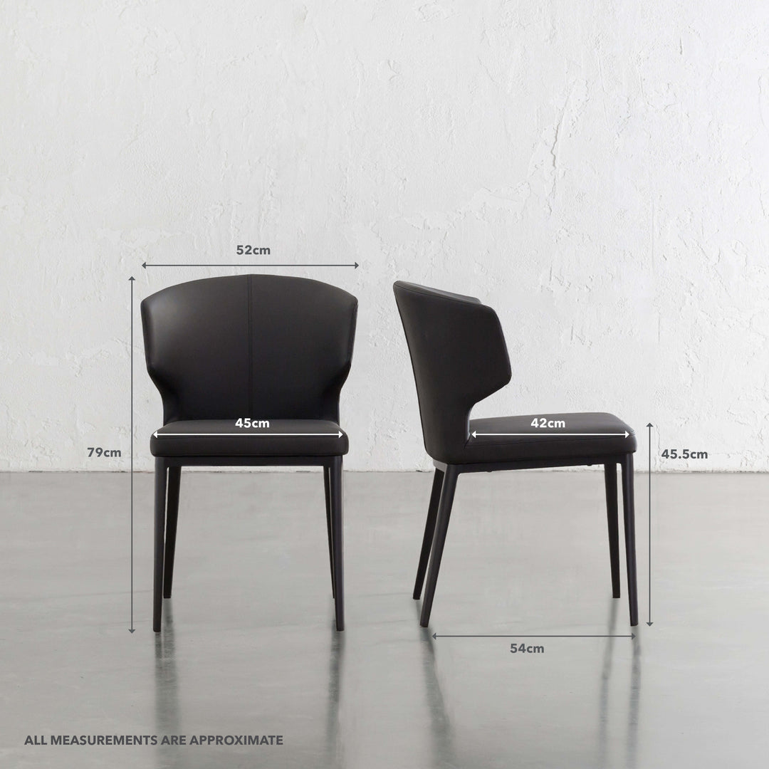 ANDERS VEGAN LEATHER DINING CHAIR | NOIR BLACK | MEASUREMENTS