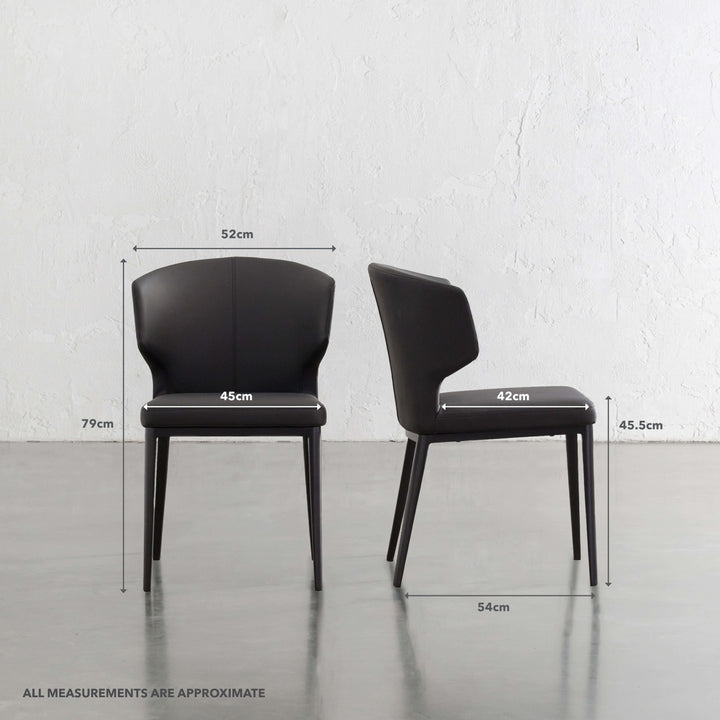 ANDERS VEGAN LEATHER DINING CHAIR | NOIR BLACK | MEASUREMENTS