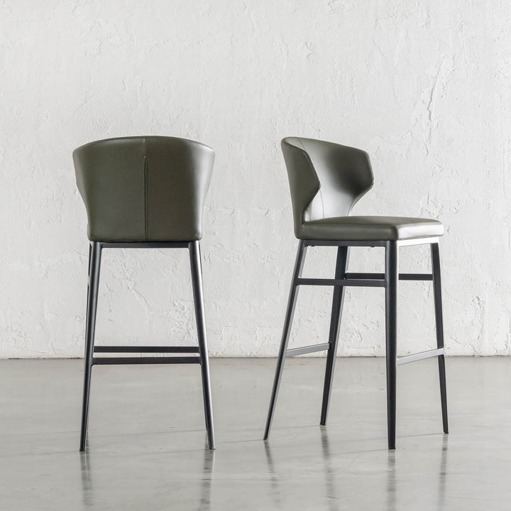 ANDERS BAR CHAIR  |  MEDITERRANEAN DEEP OLIVE VEGAN LEATHER