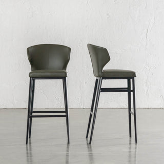 ANDERS BAR CHAIR  |  MEDITERRANEAN DEEP OLIVE VEGAN LEATHER