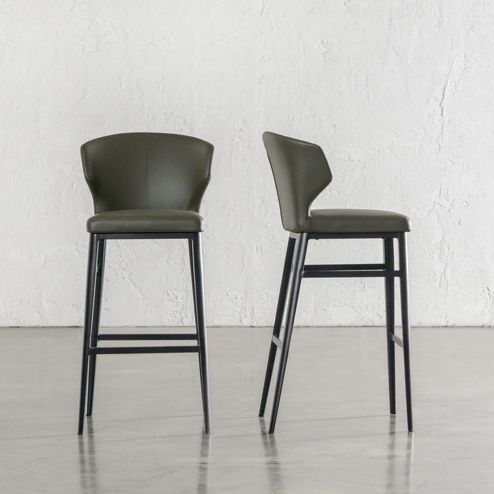 ANDERS BAR CHAIR  |  MEDITERRANEAN DEEP OLIVE VEGAN LEATHER