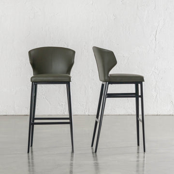 ANDERS BAR CHAIR  |  MEDITERRANEAN DEEP OLIVE VEGAN LEATHER