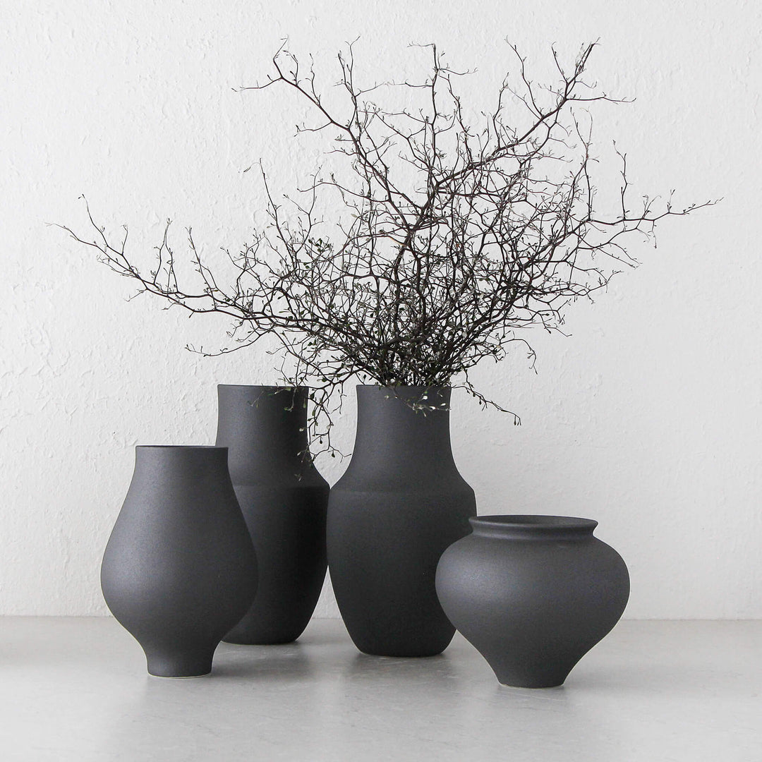 ANTHRACITE CERAMIC VASE BUNDLE X3  |  APTOS + ISLES + GOLETA