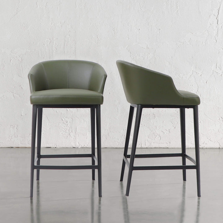 ANTONIS COUNTER STOOL  |  MEDITERRANEAN DEEP OLIVE VEGAN LEATHER