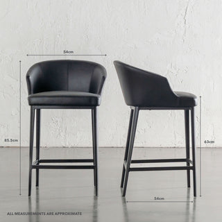 ANTONIS COUNTER STOOL  |  NOIR BLACK VEGAN LEATHER | MEASUREMENTS