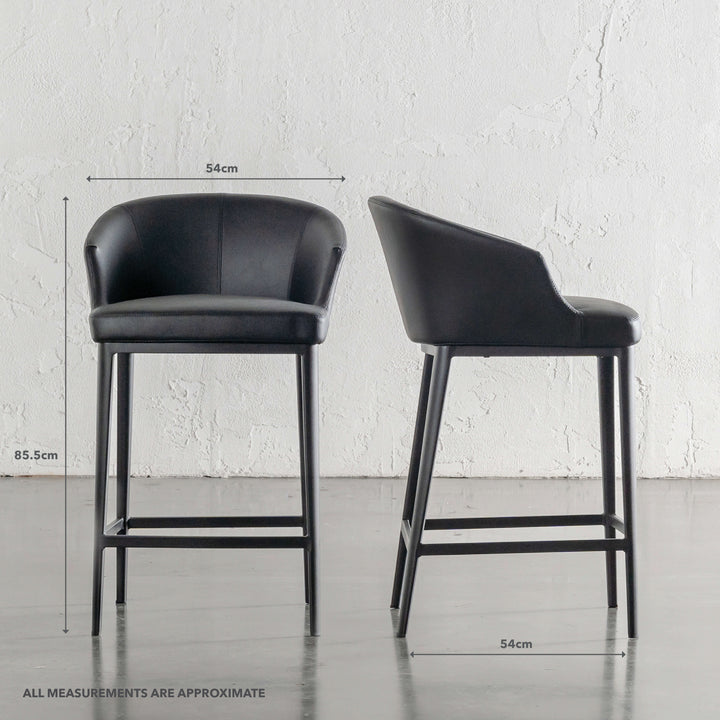 ANTONIS COUNTER STOOL | NOIR BLACK VEGAN LEATHER | MEASUREMENTS