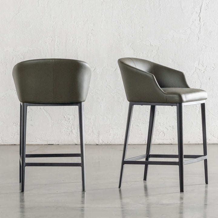 ANTONIS COUNTER STOOL  |  MEDITERRANEAN DEEP OLIVE VEGAN LEATHER