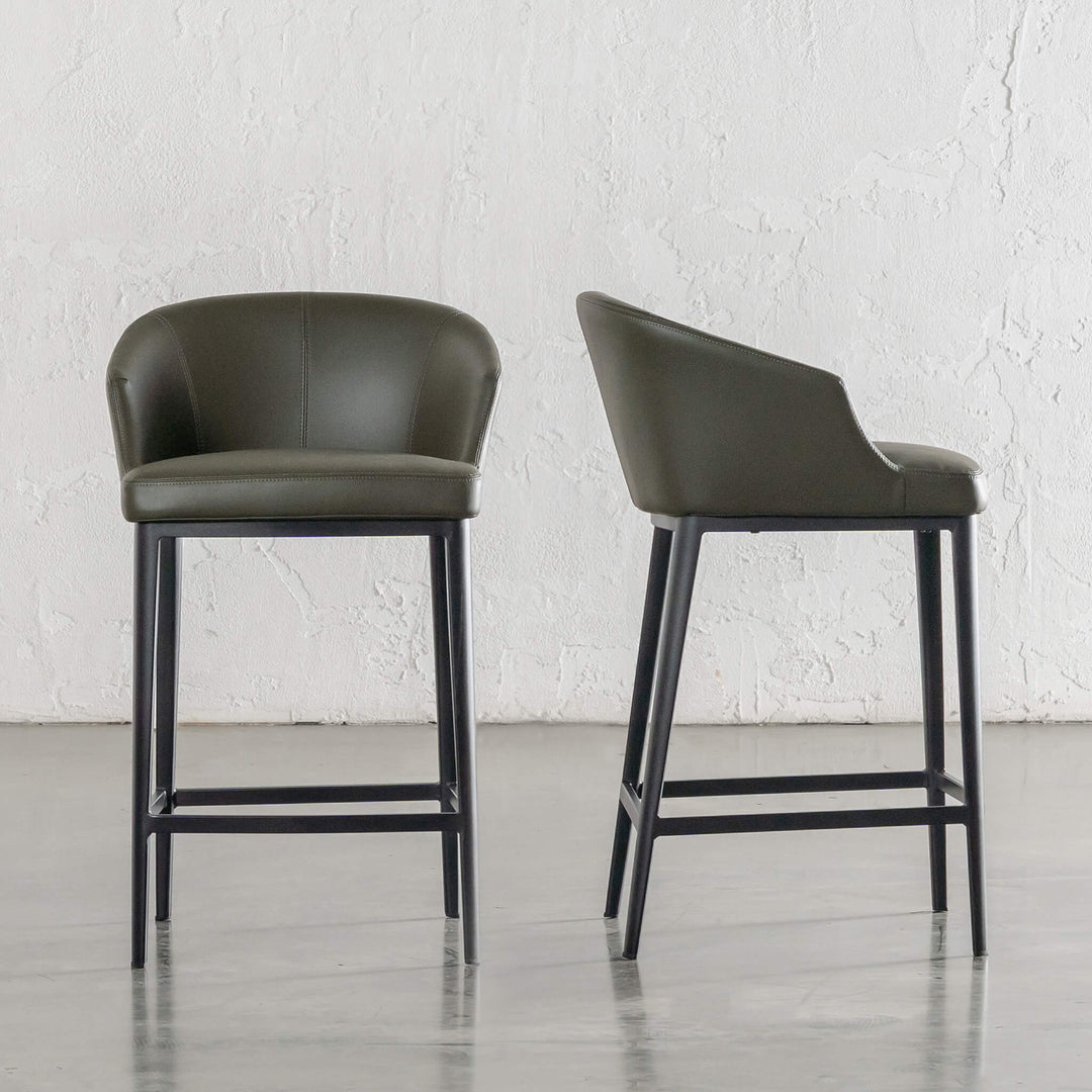 ANTONIS COUNTER STOOL  |  MEDITERRANEAN DEEP OLIVE VEGAN LEATHER