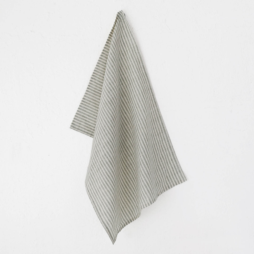 Frontera Ticking Stripe Linen Kitchen Towel  |   Armada Green  |  50X70CM
