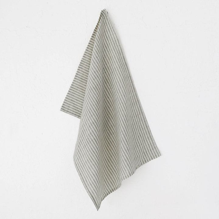 Frontera Ticking Stripe Linen Kitchen Towel  |   Armada Green  |  50X70CM