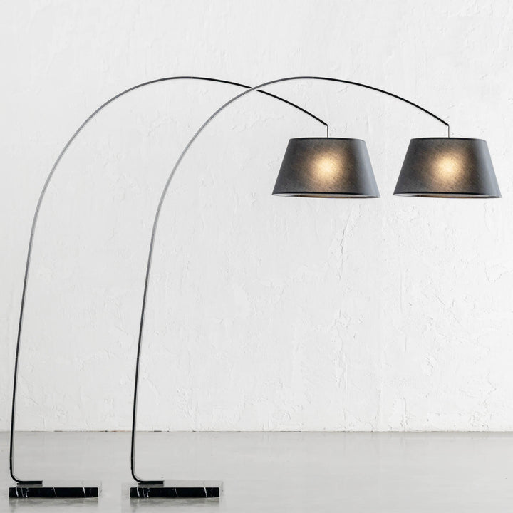 ARC EIGHTY CURVE FLOOR LAMP | BLACK + BLACK MARBLE BASE | BUNDLE X 2