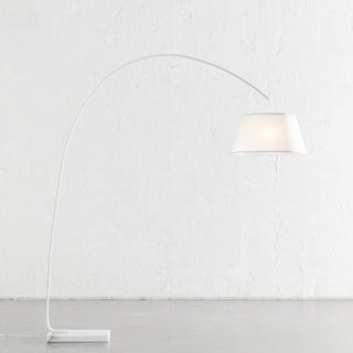 ARC EIGHTY CURVE FLOOR LAMP  |  WHITE + WHITE MARBLE BASE 