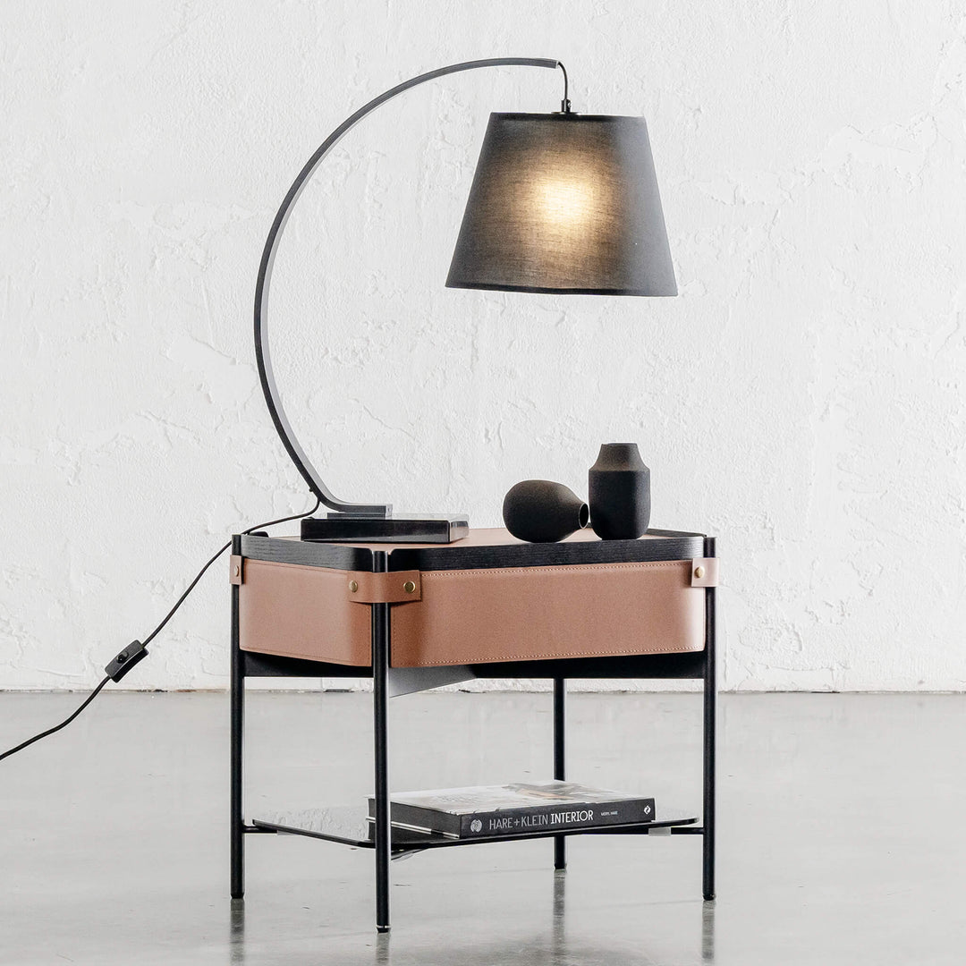 ARC EIGHTY CURVE TABLE LAMP  |  BLACK + BLACK MARBLE BASE