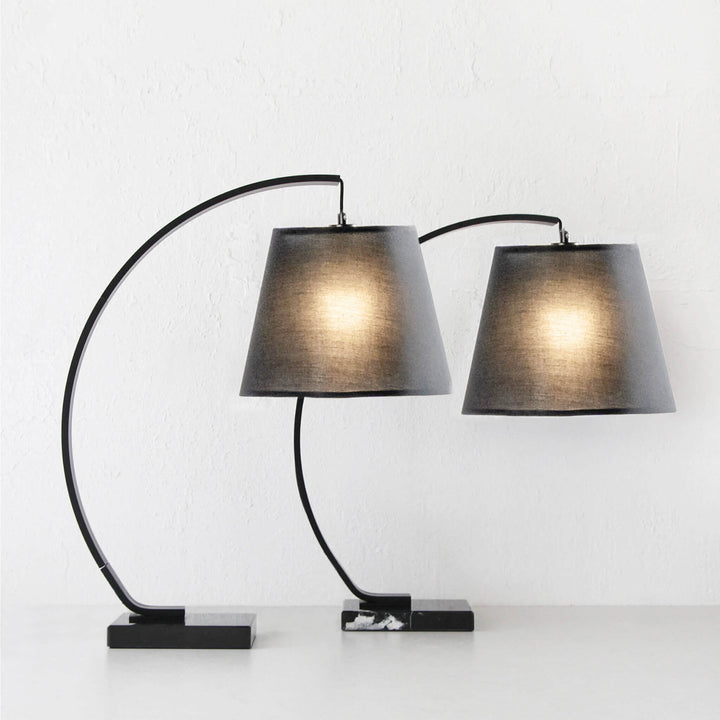 ARC EIGHTY CURVE TABLE LAMP  |  BLACK + BLACK MARBLE BASE  |  BUNDLE X 2