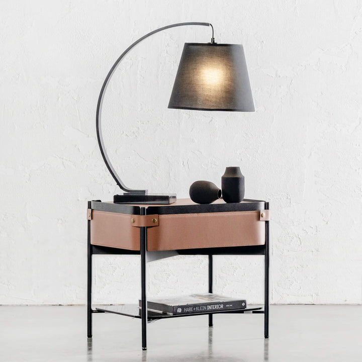 ARC EIGHTY CURVE TABLE LAMP | BLACK + BLACK MARBLE BASE