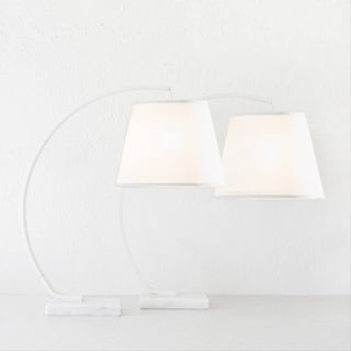 ARC EIGHTY CURVE TABLE LAMP | WHITE + WHITE MARBLE BASE | BUNDLE X 2