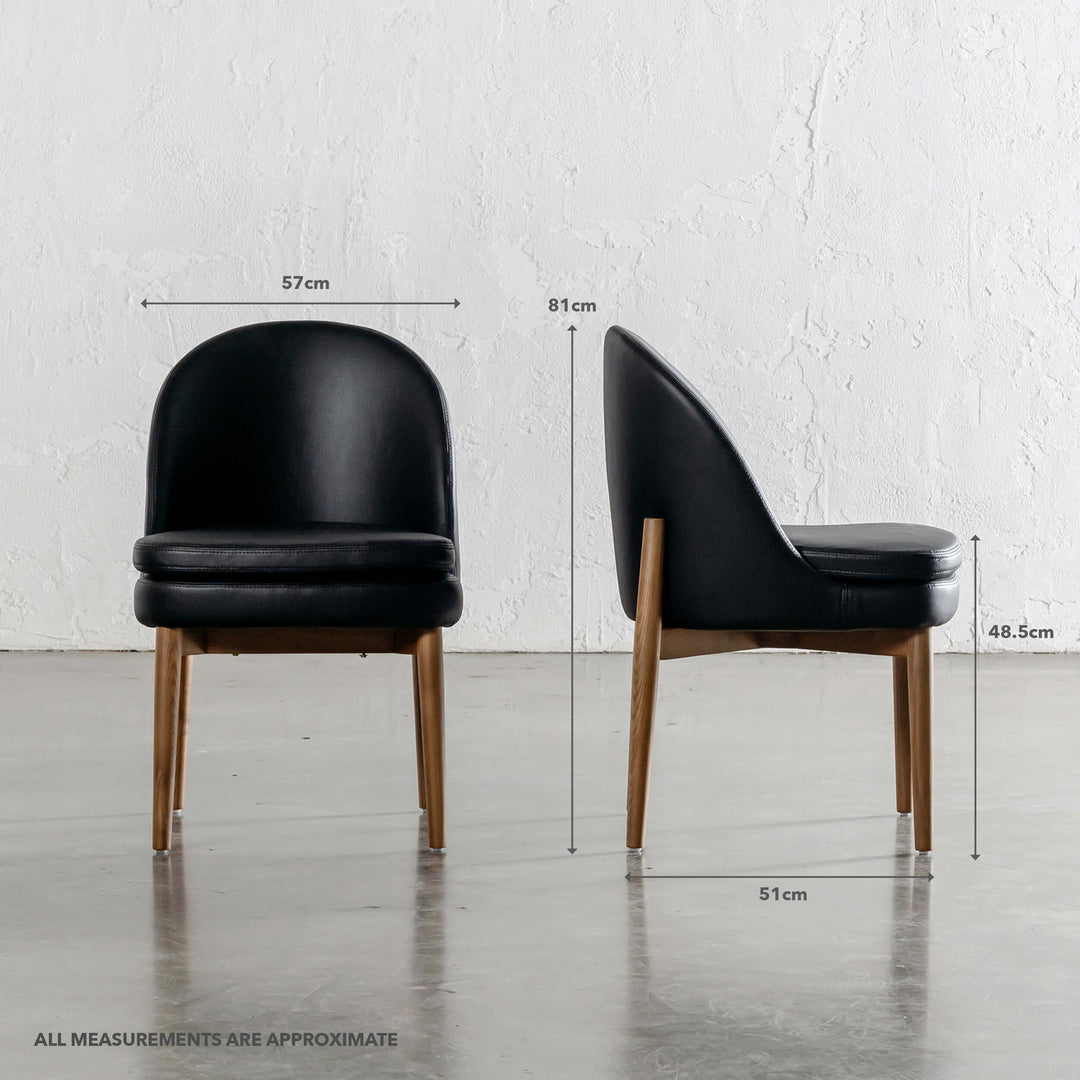 ARCHER VEGAN LEATHER DINING CHAIR | BLACK NOIR | MEASUREMENTS