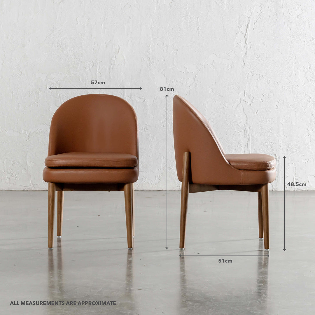 ARCHER VEGAN LEATHER DINING CHAIR | TERRA CIGAR TAN | MEASUREMENTS