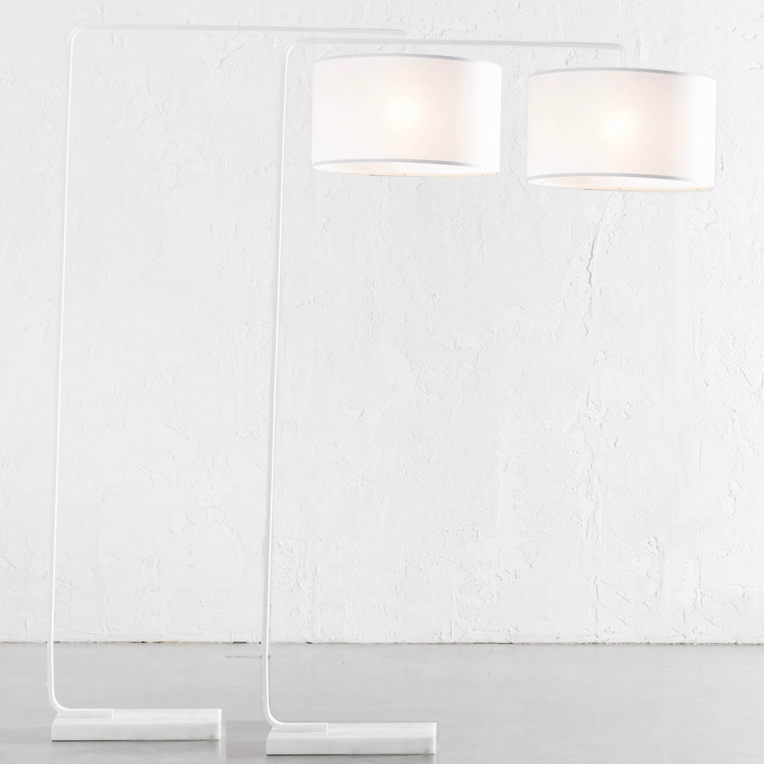 ARC NINETY SQUARE FLOOR LAMP | WHITE + WHITE MARBLE BASE | BUNDLE X 2