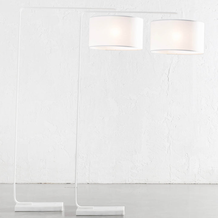 ARC NINETY SQUARE FLOOR LAMP | WHITE + WHITE MARBLE BASE | BUNDLE X 2