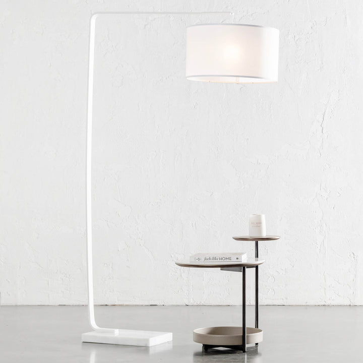 ARC NINETY SQUARE FLOOR LAMP | WHITE + WHITE MARBLE BASE | BUNDLE X 2 | STYLED