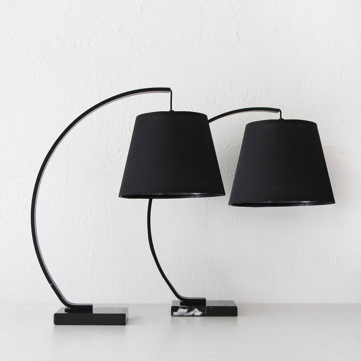 ARC EIGHTY CURVE TABLE LAMP  |  BLACK + BLACK MARBLE BASE  |  BUNDLE X 2