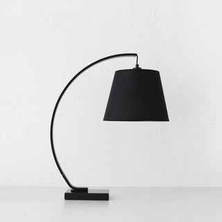 ARC EIGHTY CURVE TABLE LAMP  |  BLACK + BLACK MARBLE BASE