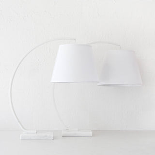 ARC EIGHTY CURVE TABLE LAMP  |  WHITE + WHITE MARBLE BASE  |  BUNDLE X2