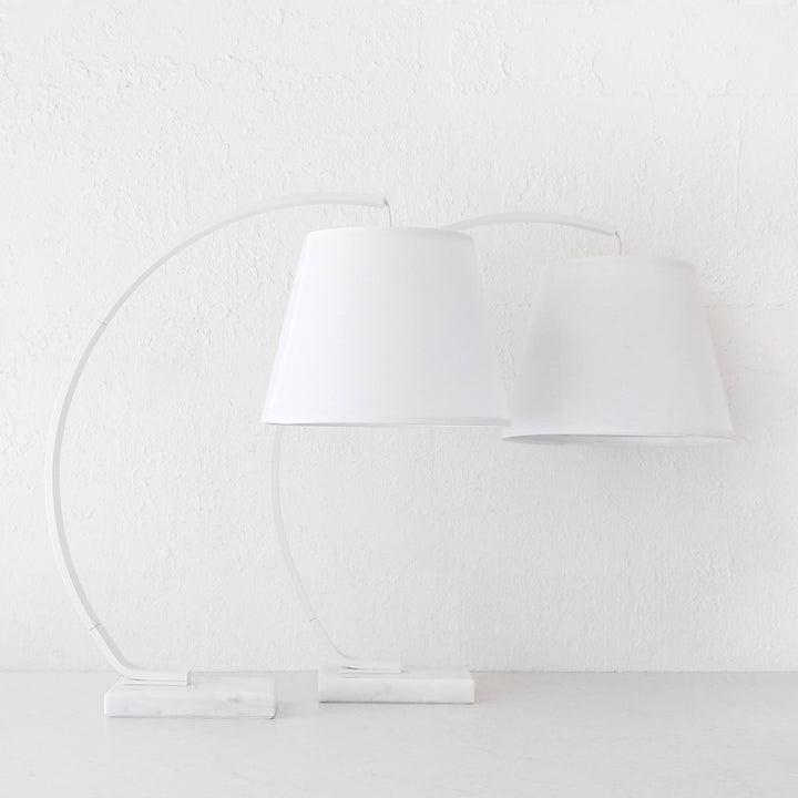 ARC EIGHTY CURVE TABLE LAMP  |  WHITE + WHITE MARBLE BASE  |  BUNDLE X2