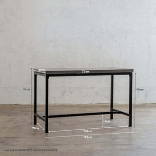 ARIA CONCRETE GRANITE BAR TABLE | 150CM | ZINC ASH | MEASUREMENTS