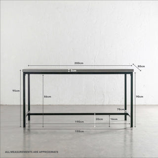 ARIA CONCRETE GRANITE BAR TABLE | 200CM | ZINC ASH | MEASUREMENTS