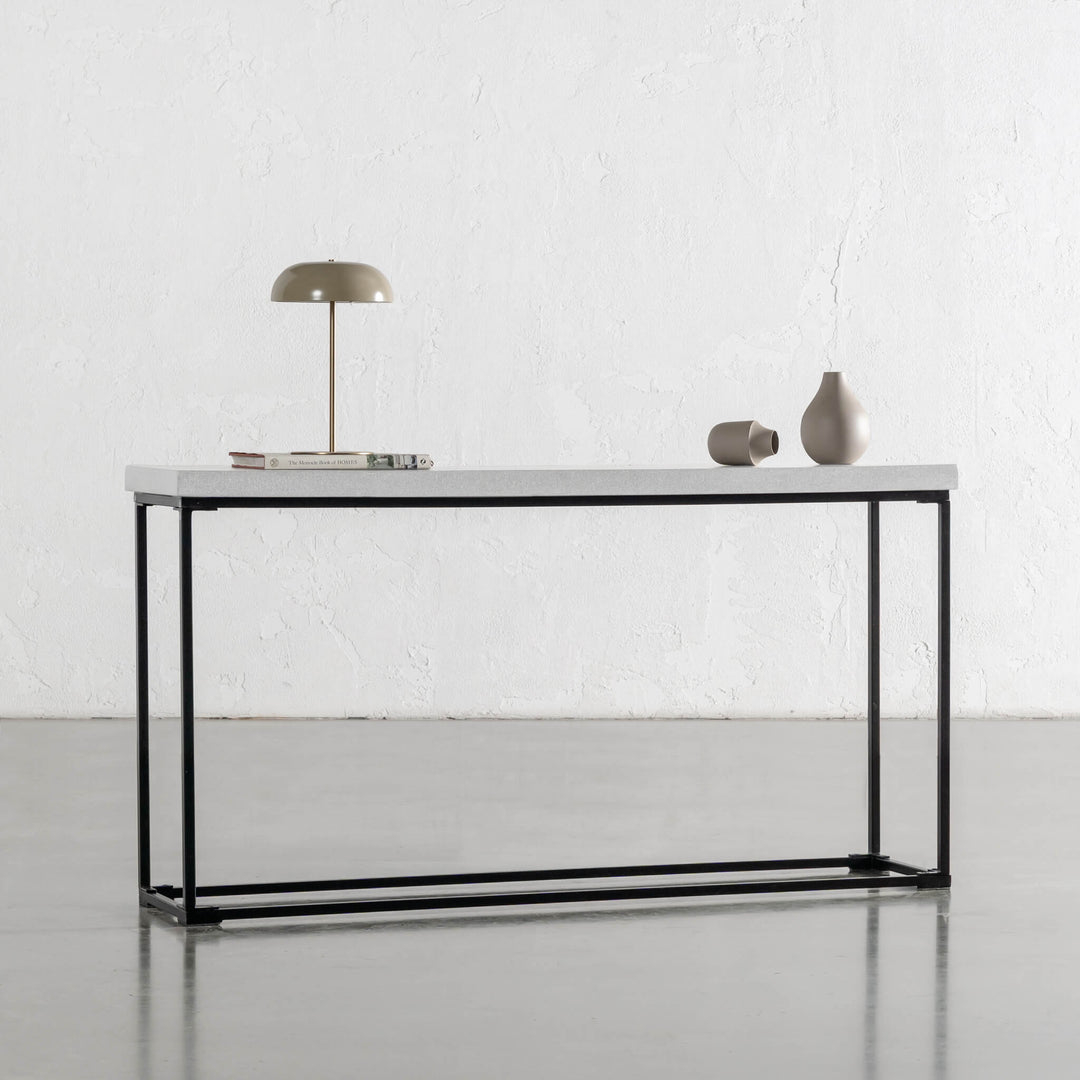ARIA CONCRETE GRANITE CONSOLE TABLE | 120CM + 150CM +180CM | BIANCO CIMENT