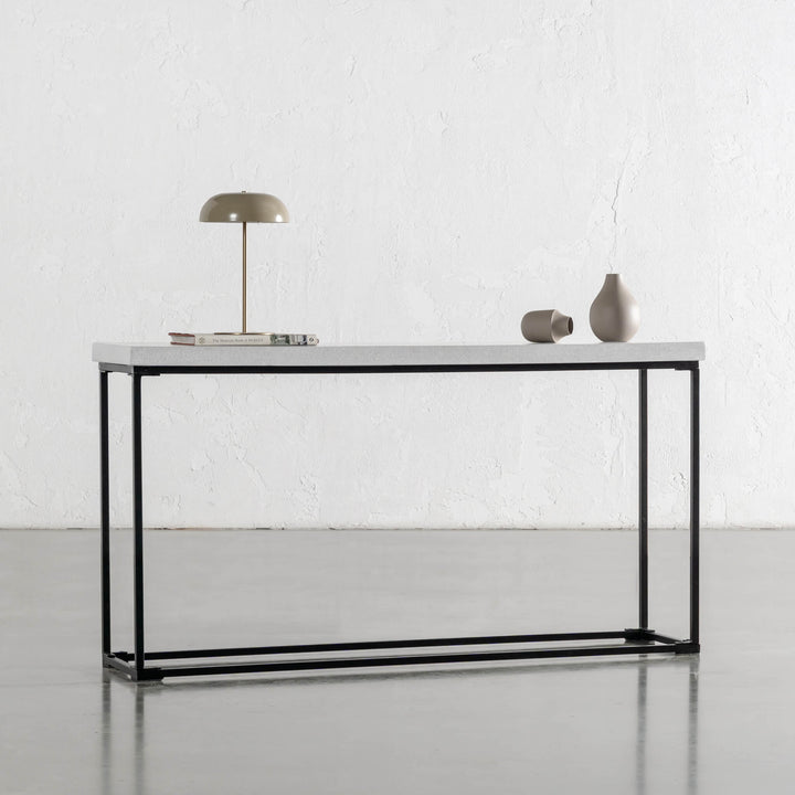 ARIA CONCRETE GRANITE CONSOLE TABLE | 120CM + 150CM +180CM | BIANCO CIMENT