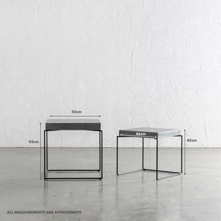 ARIA CONCRETE GRANITE SIDE TABLES |  SQUARE  |  PACKAGE  2 x SIDE TABLES  |  ZINC ASH | MEASUREMENTS