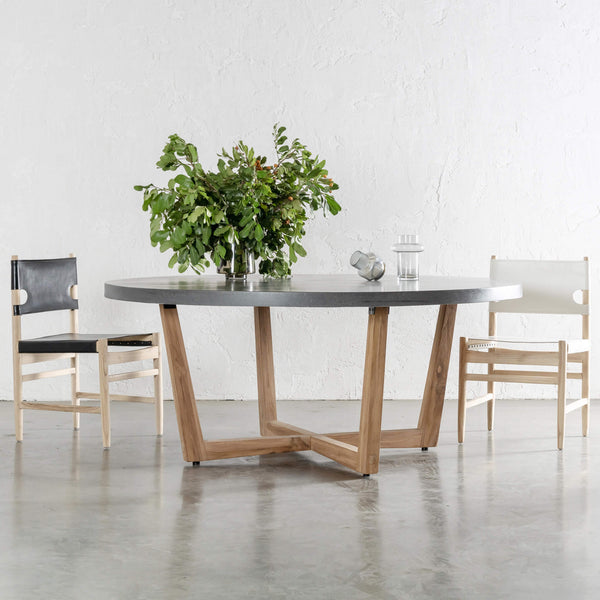 ARIA CONCRETE GRANITE TOP DINING TABLE ROUND   |  CLASSIC MID GREY  |  180cm