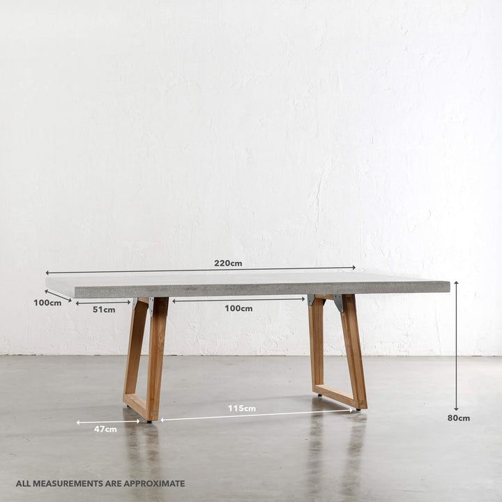 ARIA GRANITE CONCRETE DINING TABLE + SCANDI LEG | ZINC ASH | 220CM