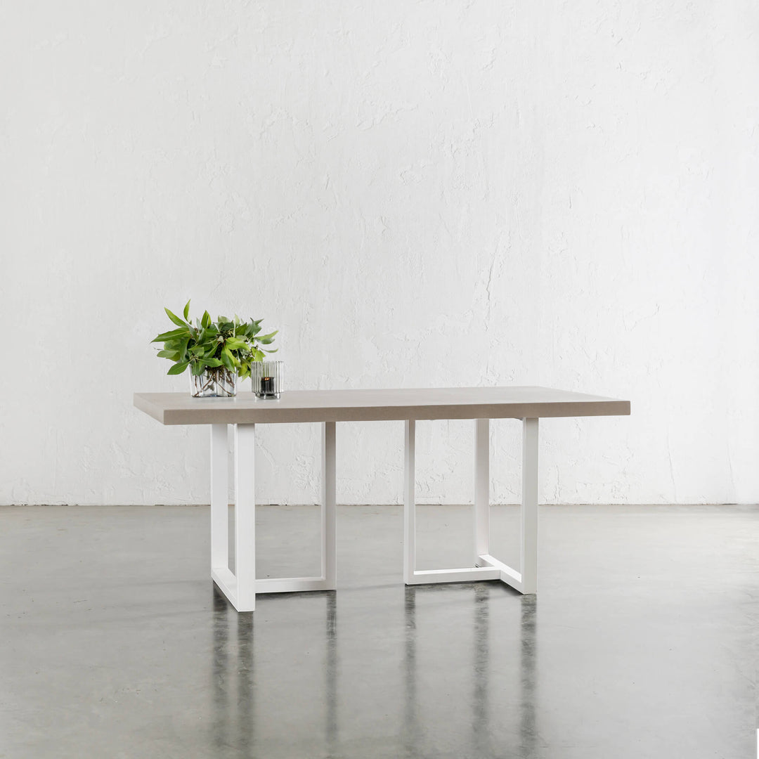 ARIA HALMSTAD DINING TABLE | SAHARA CIMENT + WHITE IRON LEGS | 180CM