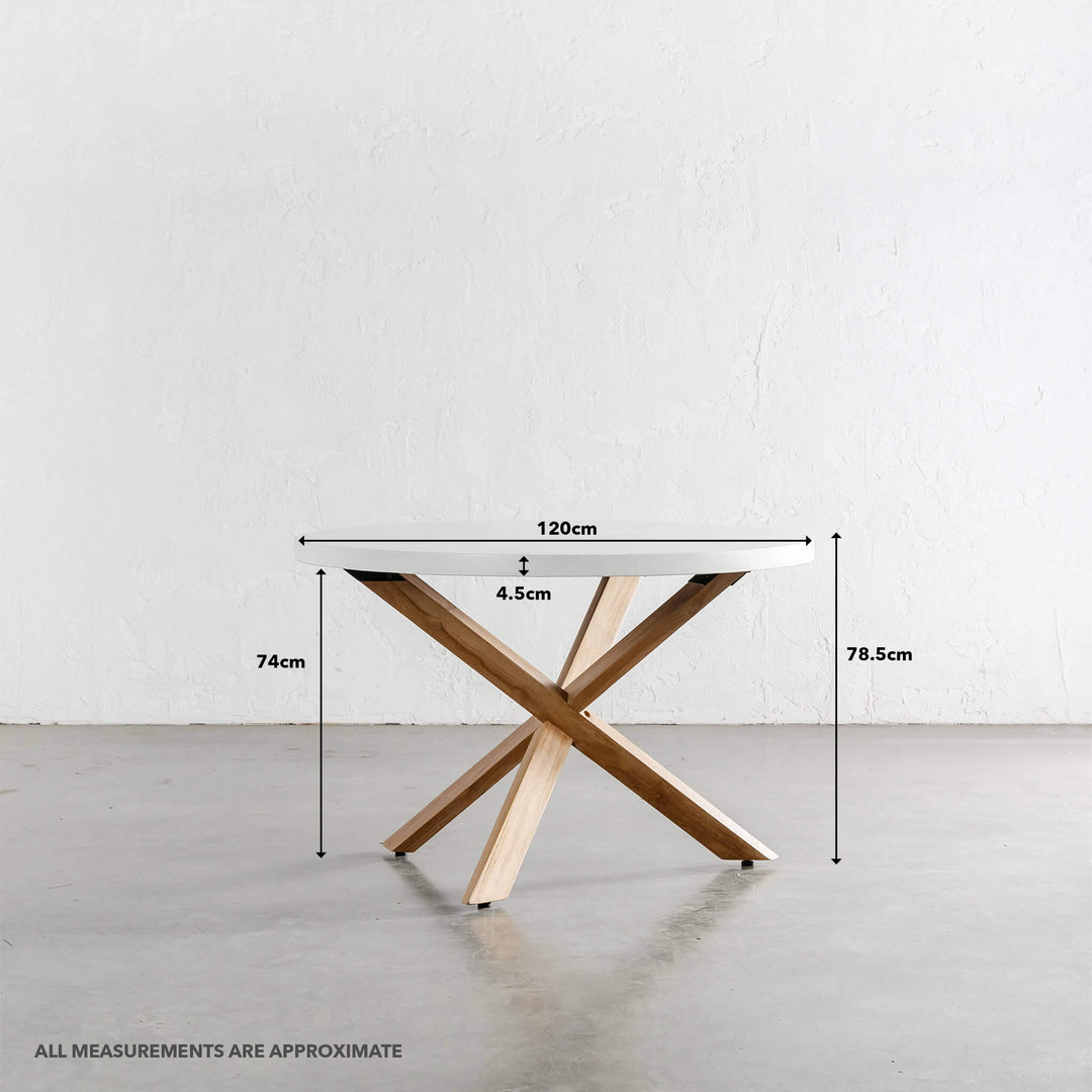 PRE ORDER  |  ARIA LUPA ROUND DINING TABLE  |  BIANCO CIMENT  |  120CM