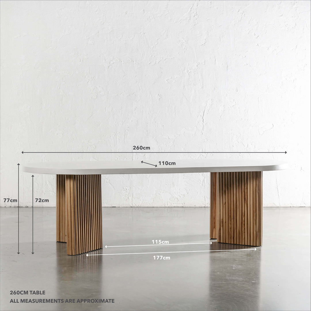 ARIA MONDELLO OVAL DINING TABLE  |  260CM + 300CM  |  BIANCO CIMENT