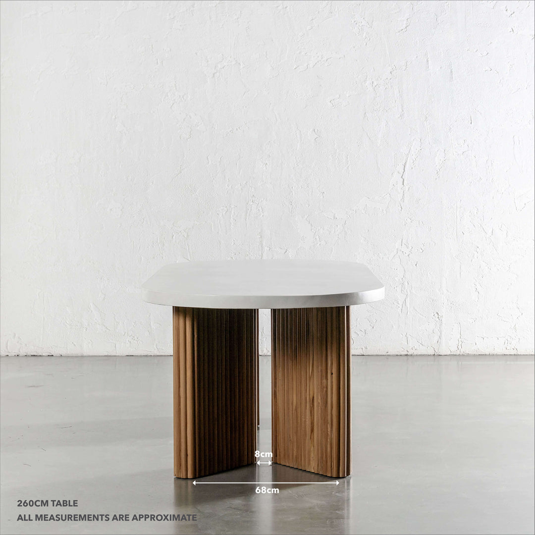 ARIA MONDELLO OVAL DINING TABLE  |  260CM  |  BIANCO CIMENT | END MEASUREMENTS