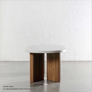 ARIA MONDELLO OVAL DINING TABLE  |  260CM  |  BIANCO CIMENT | END MEASUREMENTS