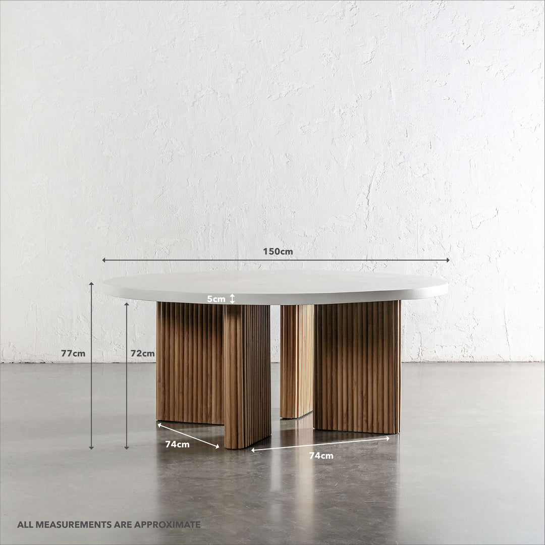 ARIA MONDELLO ROUND DINING TABLE  |  BIANCO CIMENT  |  150CM | MEASUREMENTS