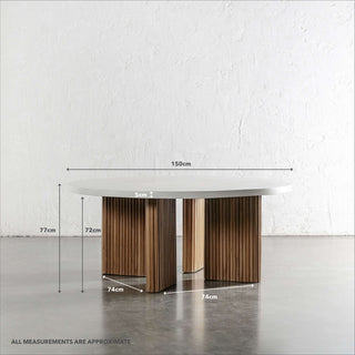 ARIA MONDELLO ROUND DINING TABLE  |  BIANCO CIMENT  |  150CM | MEASUREMENTS