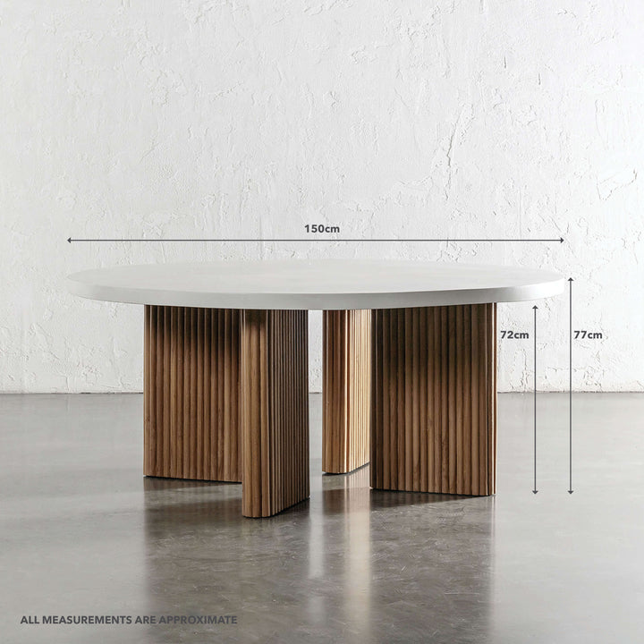 ARIA MONDELLO ROUND DINING TABLE  |  BIANCO CIMENT  |  150CM  |  MEASUREMENTS